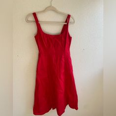 Red Banana Republic Dress, Never Worn No Flaws. Red A-line Mini Dress For Summer, Red Knee-length Cotton Dress, Red Cotton Knee-length Dress, Red Square Neck Beach Dress, Red Square Neck Dress For Beach, Red Fitted Summer Midi Dress, Red Fitted Midi Summer Dress, Fitted Red Summer Midi Dress, Red Fitted Midi Dress For Summer