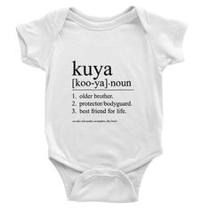 Perfect present for the new kuyas (older brothers in Filipino/Tagalog) or existing kuyas in our lives! We created this one for our nephew who was a week away from becoming a kuya to his little sister, and we figured we'd share our work with you all! Perfect Gifts for Growing Families: Looking for a thoughtful baby shower gift or a present for a growing family? Our Kuya Kids and Baby Clothing make for heartwarming gifts that celebrate the bond Classic comfort meets color with these soft crew neck t-shirts for kids. These shirts provide the perfect fit and the soft feel essential for everyday wear.  Ribbed collar 100% cotton Shoulder-to-shoulder taping Self-fabric back neck tape Double-needle sleeves and bottom hem Tubular seam construction Thoughtful Baby Shower Gifts, Older Brother, Classic Kids, Growing Family, Baby Outfits, Baby Clothing, Little Sisters, Shoulder Taping, Le Point