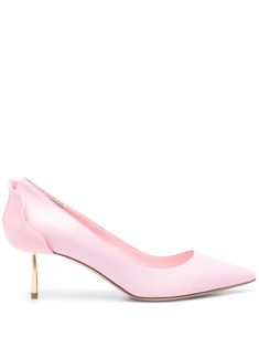 light pink calf leather smooth grain pointed toe sculped heel counter branded leather insole 45mm low stiletto heel leather sole slip-on style This piece comes complete with a protective dust bag.