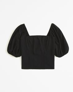 Women's Puff Sleeve Crepe Squareneck Top | Women's Tops | Abercrombie.com