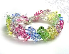 multicolored beaded bracelet on white background