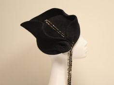 Chichi  Black  Gold by AndTheyLovedHats on Etsy Elegant Black Costume Hat, Elegant Black Hat For Costume, Elegant Handmade Adjustable Felt Hat, Elegant Winter Costume Hats And Headpieces, Elegant Costume Hats For Winter, Elegant Black Ceremonial Costume Hats And Headpieces, Elegant Winter Costume Hat, Black Brimmed Hat For Ceremonial Occasions, Elegant Curved Brim Hat For Costumes