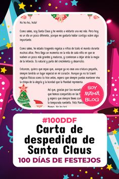 the back cover of a spanish book with stars and confetti