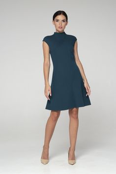 "Simple but elegant asymmetrical green cocktail dress in asian style is easy to wear for any party! - Chinese (modern cheongsam) style - Stand collar (mandarin) - Short cap sleeves - Skater pleated skirt - A-Line fitted silhouette - Hidden zipper on the back - Above the knee length (midi) Fiber: 40% viscose, 55% polyester, 5% elastan Color: green For size S: length- 34\" (86 cm) Our model wears size S (US 8) and is 171cm/5'6\" tall. You may feel free choosing the size. Just send us your measurem Modern Fitted A-line Mini Dress, Elegant Fitted Asymmetrical A-line Dress, Elegant Fitted A-line Asymmetrical Dress, Stretch A-line Midi Dress For Work, Elegant Green Dress With Asymmetrical Neckline, Fitted A-line Asymmetrical Dress For Cocktail, Modern Knee-length Asymmetrical Dress For Formal Occasions, Solid Cocktail Dress With Asymmetrical Hem, Modern Fitted Asymmetrical Knee-length Dress