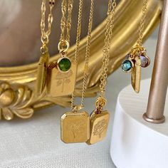 "B I R T H M O N T H ▵ F L O W E R ▵ N E C K L A C E Best birthstone customazible birthday gift for you and for your loved one's! To add a mini zodiac sign, please go to our listing below and add it into your cart with your necklace: https://www.etsy.com/listing/1197602219/mini-gold-zodiac-sign-add-on?click_key=c318ce2f229450b836e66b5440b092f344ef4d12%3A1197602219&click_sum=dd1a467a&ref=shop_home_active_2 ∎ Pendant Material: High-Quality 18K Gold Plated Stainless Steel ∎ Chain Materials: Gold Fi Elegant Gift Wrapping, Necklace Birthstone, Square Necklace, Birth Month Flower, Hippie Necklace, Floral Pendant, Month Flowers, Waterproof Jewelry, Birth Month Flowers