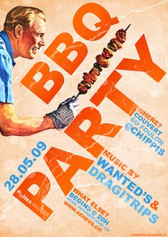 an old poster with a man holding a skewer in his right hand and the words barry on it