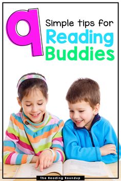 two children sitting at a table reading books with the title 10 reasons to use reading buddies