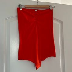 Brand New Without Tags! American Apparel Strapless Bodysuit. Size Medium. Pristine Condition, Never Been Worn. Orange Stretch One-piece Bodysuit, Summer High Waist Stretch Tube Top, Summer Stretch Strapless Jumpsuit, Summer Stretch High Waist Tube Top, Summer Strapless Stretch Jumpsuit, High Waist Stretch Tube Top For Summer, Summer Solid Color Stretch Strapless Jumpsuit, Red Strapless Jumpsuit For Summer, Orange Stretch Bodysuit For Summer