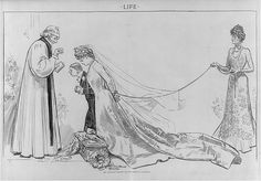 an old black and white drawing of two women in wedding dresses