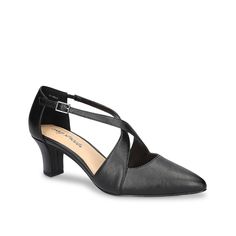 Easy Street-Elegance Pump Captivate the onlooker's gaze in the Elegance pump by Easy Street. The adjustable pump boasts a cross-strapped vamp exhibiting a sophisticated look and finishes with a pointy toe. A heel-to-toe padded footbed ensures the comfort you deserve, Black Pumps With 4-inch Heel For Evening, Black Evening Pump With 4-inch Heel, Elegant Black Pumps For Formal Occasions, Elegant Black High Heel Pumps, Elegant Black Evening Pumps, Elegant Closed Toe Pump For Formal Occasions, Medium Width High Heel Pumps For Evening, Elegant Closed Toe Pumps For Formal Occasions, Elegant Closed Toe Formal Pumps