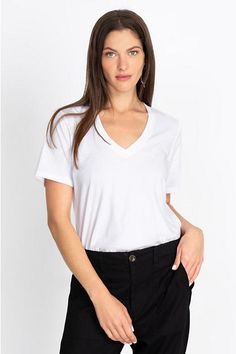 Forever a key wardrobe staple, the Short Sleeve V-Neck Layering Tee is a timeless building block for a plethora of year-round looks. This tee is cut in a regular fit and designed from pure cotton with a flattering V-neck and short sleeves. Layer this tee under a knitted cardigan with jeans during the cooler months and style with a midi skirt and sandals on those warm, sunlit days. Johnny Was Women's Short Sleeve V-Neck Layering T-Shirt in White, Size XL, Cotton Cardigan With Jeans, Layered T Shirt, Boho Chic Outfits, Embroidered Jeans, Building Block, Knitted Cardigan, Johnny Was, Pure Cotton, Boho Chic