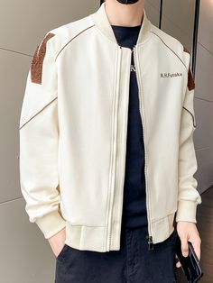 kkboxly Varsity Jacket, Men's Casual Baseball Jacket Coat Regular Fit – Kkboxly™ Pocket Pattern, Baseball Jacket, Jacket Coat, Men's Casual, Stand Collar, Varsity Jacket, Mens Jackets, Collar Styles, White And Black