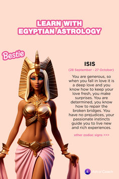 an egyptian woman is shown with the text learn with egyptian astrology