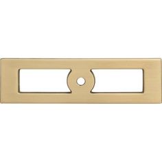 a brass metal door handle with two holes in the middle and one hole at the bottom