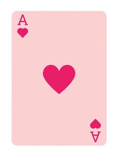 a pink playing card with two hearts on the front and one in the middle, against a white background