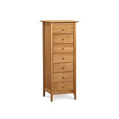 a tall wooden dresser with five drawers