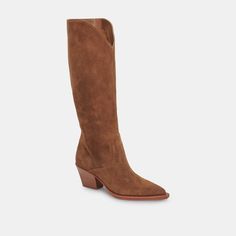 RAJ BOOTS BROWN SUEDE – Dolce Vita Wide Calf Cowboy Boots For Women, Suede Knee High Boots Outfit, Wide Calf Brown Boots, Dark Brown Suede Boots, Fall Closet, Suede Fashion, Suede Boots Knee High, Accessories Bags Purses, Wide Calf Boots