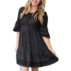 Anna-Kaci Boho Peasant Floral Lace Ruffle Hem Bell Sleeve Mini Dress Size M New With Tags Delicate, Unique Design. This Short Mini Dress Features A Variety Of Feminine Features. The Bodice Of This Boho Peasant Features A Floral Lace Design, Small Pleats, And A String Necktie For Extra Flare. Both The Skirt And Half Sleeve Hems Have Flouncy Ruffles, Showcasing Inlays Of Semi Sheer Fabric And Lace Embroidery. A Delicate Crochet Trim Adorns The Neckline, Hemline, And Bottom Of The Bell Half Sleeves Bohemian Tiered Dress With Short Sleeves, Bohemian Short Sleeve Tiered Dress, Ruffle Hem Dress In Rayon, Bohemian Tiered Ruffle Dress With Short Sleeves, Ruffle Hem Dress With Flutter Sleeves For Fall, Tiered Ruffle Sleeve Dress For Beach, Bohemian Tiered Dress With Ruffles And Short Sleeves, Flowy Rayon Dress With Ruffle Hem, Bohemian Flowy Tiered Dress For Brunch