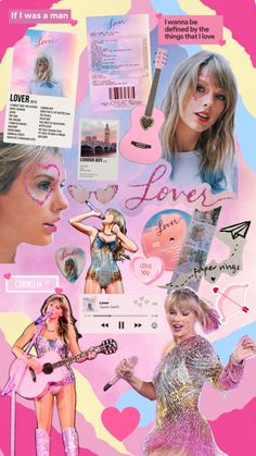 collage of taylor swift, taylorsbaw and taylors on pink background with hearts