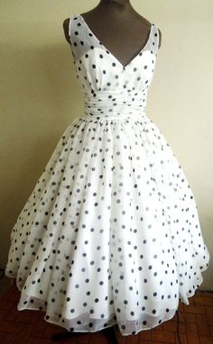 1950's Polka Dot Chiffon Dress Look Retro, Victoria Secrets, Moda Vintage, Look Vintage