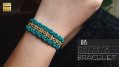 a woman wearing a bracelet made with macrame