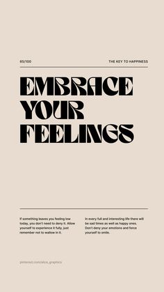 Embrace Your Feelings Motivational Quote Art Print Affirmation Posters Aesthetic, Blue Widget, Printable Wall Collage, Widget Board, Happiness Quotes, Key To Happiness, Self Reminder