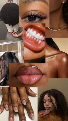 a collage of photos with different women's faces and their nails on them