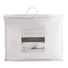 the slumbertech pillow is made from white cotton