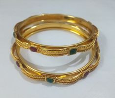 Description Welcome to M S Collections. This is a set of CZ Bangles With Gold Plated finishing. This beautiful set can be worn at any occasion such as party, wedding engagement ceremony etc. Bangles Size - 2.6 Inches Free Shipping Service - Indian Postal Service Delivery Timing -  8 To 18 Days Express shipping option is also given with each listing to get your item fast. Do contact me if there is any query. Happy Buying :) Gold Festive Sets For Marriage, Cz Bangles, Studded Bracelet, Unique Bangle, Gold Bangles For Women, Bangles Gold, Antique Jewelry Indian, Bracelet Wedding, Gold Plated Bangles