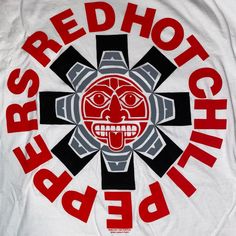 Rhcp Graphic Band T-Shirt! White With Black And Red Graphic On Front. Plain Back. Nwot 100% Cotton Size Xl Lay Flat Measurements: Approx. 24.5” Pit To Pit, 33” Shoulder To Hem Red Band Merch Tops With Screen Print, Red Band Merch Top With Screen Print, Red Graphic Print Band Merch Tops, Red Band Merch Tops With Logo Print, Red Fan Merchandise Top With Front Print, Red Front Print Top For Fan Merchandise, Red Tops With Graphic Design For Fan Merchandise, Red Graphic Tops For Fan Merchandise, Red Graphic Tops For Fan Gear