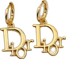 Dior Logo, Dior Jewelry, Dangle Hoop Earrings, Gold Logo, Say Hello, Jewelry Sales, Vintage Dior, Dior, Hoop Earrings