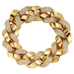 This exquisite Cuban link bracelet is a true statement piece that combines the luxury of yellow gold with the brilliance of diamonds. The bracelet is crafted from high-quality 18k yellow gold, which has a bright and lustrous appearance that complements the diamonds perfectly. The bracelet features a classic Cuban link design, with interlocking links that create a bold and stylish look. Each link is adorned with a row of sparkling diamonds, which are expertly set to create a stunning display of light and brilliance. The diamonds used in this bracelet are of the highest quality, with a stunning clarity and brilliance that is sure to turn heads. The bracelet is designed to fit comfortably on the wrist, with a secure clasp ensuring that it stays in place all day long. This yellow gold and diam Cuban Chain Bracelet, Cuban Link Bracelet, Link Design, Cuban Chain, Cuban Link, Sparkle Diamonds, Link Bracelets, Chain Bracelet, Gold Diamond