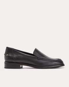 The Modern Loafer Black – Everlane Slip-on Swift Leather Workwear Shoes, Slip-on Leather Shoes With Stitched Sole For Work, Swift Leather Slip-on Shoes For Work, Slip-on Swift Leather Shoes For Work, Classic Swift Leather Shoes For Workwear, Swift Leather Loafers With Leather Footbed For Work, Leather Shoes With Removable Insole For Work, Almond Toe, Leather Slip-on Shoes For Office, Slip-on Leather Shoes For Office