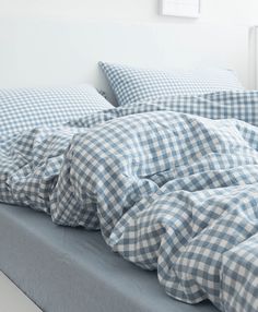 Gingham Duvet Cover Blue / Small Gingham Bedding, Stylish Bedding, Blue Bedding Sets, Bed Sheet Sizes, Gingham Fashion, Chic Bedding, Stylish Beds, Flat Bed, Large Pillows