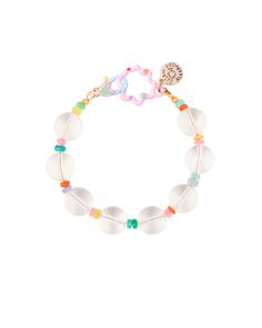 7 and 7.5" Playful Round Beaded Jewelry, Adjustable Clear Bangle Jewelry, Playful Round Jewelry With Colorful Beads, Playful Jewelry With Colorful Beads, Playful Colorful Beads Jewelry, Adjustable Clear Bangle Bracelet, Adjustable Clear Bangle Bracelets, Adjustable Clear Jewelry For Party, Trendy White Crystal Bracelet For Party