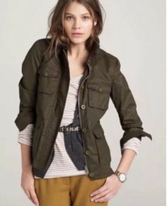 J.Crew Washed & Aged Utility Jacket Size M Pit to Pit 19" Length 26" Excellent Condition Black Utility Jacket, Womens Utility Jacket, J Crew Jacket, Green Utility Jacket, Cargo Jacket, Jcrew Women, Brown Jacket, Jacket Brands, Utility Jacket