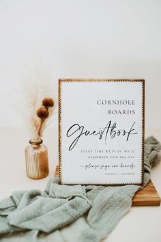 a photo guest book sitting on top of a table