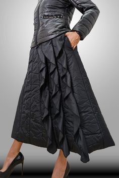 Winter Pleated Full Length Bottoms, Winter Ruffled Tiered Skirt Bottoms, Winter Voluminous Skirt Bottoms, Winter Tiered Skirt With Ruffles, Winter Tiered Ruffle Skirt, Winter Tiered Ruffled Skirt, Winter Voluminous Long Skirt, Winter Ruffled Skirt Bottoms, Ruffled Skirt For Winter