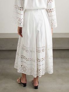 HUISHAN ZHANG Avery pleated broderie anglaise-trimmed crystal-embellished faille maxi skirt | NET-A-PORTER Huishan Zhang, Sheer Maxi Skirt, Tulle Maxi Skirt, Midi Wrap Skirt, Cotton Maxi Skirts, Embellished Skirt, Latest Skirts, Pleated Maxi Skirt, Tweed Skirt