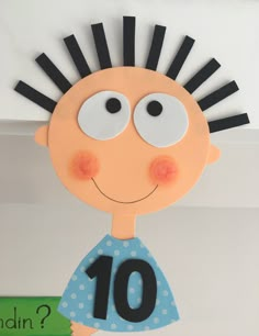 a close up of a sign with a cartoon character on it's face and the number 10