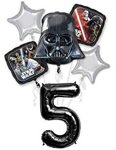 PRICES MAY VARY. (1) Darth Vader 5 piece Balloon Set (1) Large Black Number 5 Foil Balloon 1 - Ballooney's Trademarked 11" Latex Balloon Ships Uninflated 5th Birthday Darth Vader Star Wars Balloons Party Decorations Star Wars 5th Birthday Party, Star Wars Balloon Arch, Party Event Decorations, Star Wars Balloons, Darth Vader Star Wars, Decorations Balloons, Vader Star Wars, Balloons Party, Event Decorations