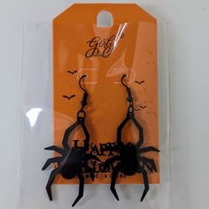 Halloween Acrylic Spider Earrings!! Brand New!! Super Cute And Lightweight! Measures 2.5" Long. Can Discount For Bundles!! 240807 Black Halloween Party Earrings, Black Halloween Costume Party Earrings, Black Novelty Jewelry For Party, Novelty Black Jewelry For Party, Spooky Black Earrings For Party, Novelty Black Earrings For Party, Novelty Black Party Earrings, Witchy Halloween Party Earrings, Novelty Black Halloween Earrings