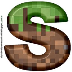 the letter s is made up of brown and green squares