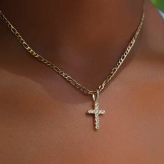 A micro-sized version of our best selling "Diamond Cross" pendant, the "Diamond Cross Micro" is guaranteed to upgrade your fit. Stacked or solo, it's the perfect drip. This product is guaranteed for life - GLD will repair the item should you experience any defects in craftsmanship or breakage. Specifications - 1/2" x 1" (Width x Height) - Bail: Fits up to 4mm Rope Chain - Weight: (Weight can vary +/- 2 grams) - 2.5 grams | 18k Gold Vermeil Micro Diamond Cross Pendant - The GLD Shop Tiger Pendant, Diamond Cross Pendants, Vs Diamond, Diamond Cross, Vermeil Jewelry, Custom Earrings, Solid Gold Jewelry, Shine On, Drop Necklace