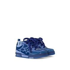 LOUIS VUITTON® - Lv Skate Sneaker - Blue Lv Skate Sneaker, Indigo Shoes, Lv Sneakers, Pretty Sneakers, Louis Vuitton Sneakers, Blue Jordans, Lv Belt, Lv Shoes, Trunk Bag