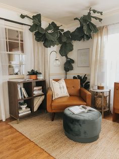 a living room filled with furniture and plants