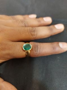 22 Karat Gold Ring For Women With Emerald - 235-GR6671 - in 6.400 Grams for USD $1195.82. 
Made in India by Totaram Jewelers Online this product is in Gold - 22 Karat BIS Hallmark 916 KDM Gold  & is an excellent gift for Adult - Women. Ships fully insured with secured guaranteed delivery for free with your order over $250 from New Jersey USA & comes with 30 days exchange policy. 22k Gold Green Jewelry For Anniversary, Green 22k Gold Jewelry For Anniversary, Oval Emerald Ring In Gold, Gold Emerald Ring Hand Set As A Gift, Luxury Gold Solitaire Emerald Ring, Gold Emerald Ring For Gift, Gold Emerald Ring Fine Jewelry, Gold Oval Emerald Ring, 22k Yellow Gold Emerald Ring