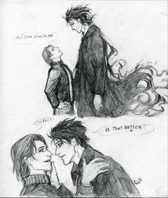 two sketches of the same character in harry potter's book, which is being drawn by