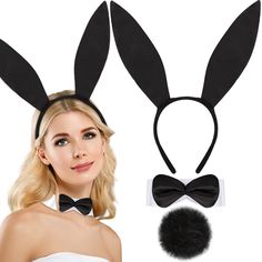 PRICES MAY VARY. Bunny Costume Set: the women bunny costume accessories include 1 piece of rabbit ear headband, 1 piece of collar with bow tie and 1 piece of rabbit tail, meeting your needs for costume party Comfortable and Skin Friendly: the black bunny costume is mainly made of plush fabrics, in cute and novelty shape, soft and comfortable to wear, there are iron wires in the bunny ears, which can be bent into different shapes, making you more cute and lovely Cute Bunny Design: these Halloween Black Bunny Costume, Rabbit Tail, Bunny Halloween Costume, Rabbit Dress, Black Bunny, Bunny Design, Bunny Costume, Costume Set, Halloween Easter