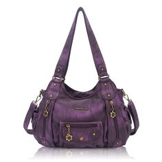 PRICES MAY VARY. Quality Material:High Quality Anti-Scratch PU Leather Hobo Tote Womens Purse Handbag.soft hand feel and durable,Front U-shaped sewing design, reinforced bottom with special hook decoration, two Side pockets make the hobo bag more unique for women daily use. Dimension(L*W*H): Size:12.5*4.5*8 inches , Handle height: 10"/25.4CM(long enough to put on shoulder), good for everyday use, holds your daily essentials such as Ipad, mobile phone, cosmetics, wallet and more. Multiple Pockets Y2k Bags, Hobo Bags, Quality Handbags, Purple Leather, Balenciaga City Bag, Womens Purses, Leather Hobo, Bag Fashion, Purses And Handbags